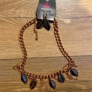 Paparazzi copper necklace & earrings set
